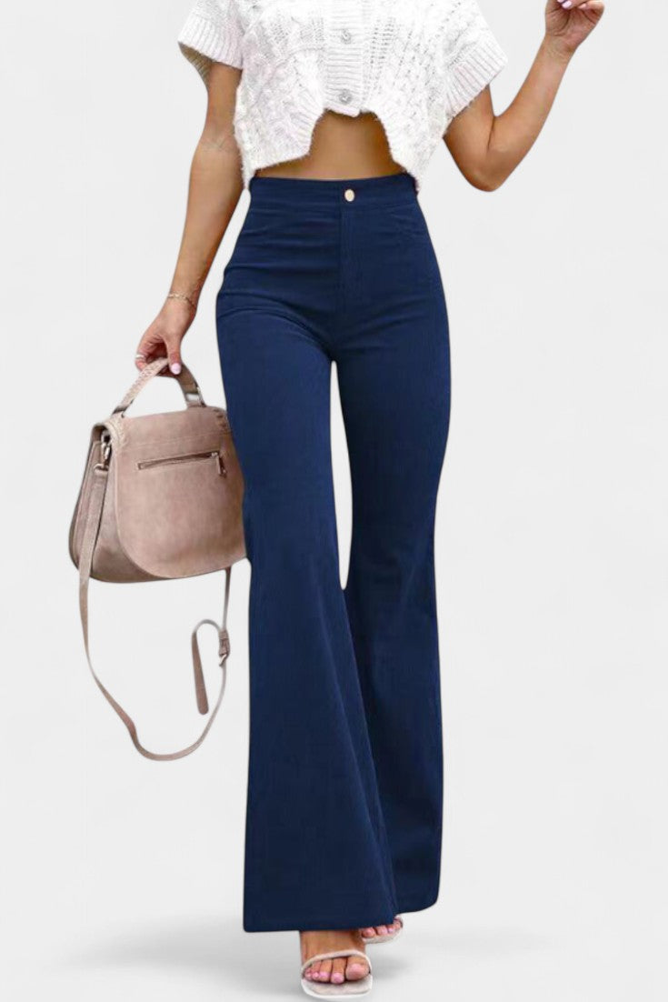 Kiara High-Waisted Wide-Leg Velvet Pants