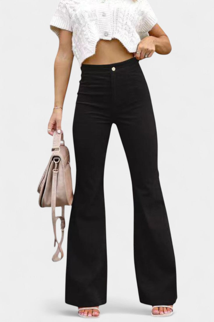 Kiara High-Waisted Wide-Leg Velvet Pants