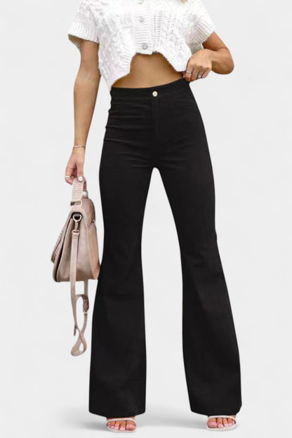 Kiara High-Waisted Wide-Leg Velvet Pants