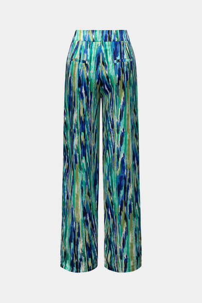 Inna Marble Print High-Waisted Straight Leg Pants