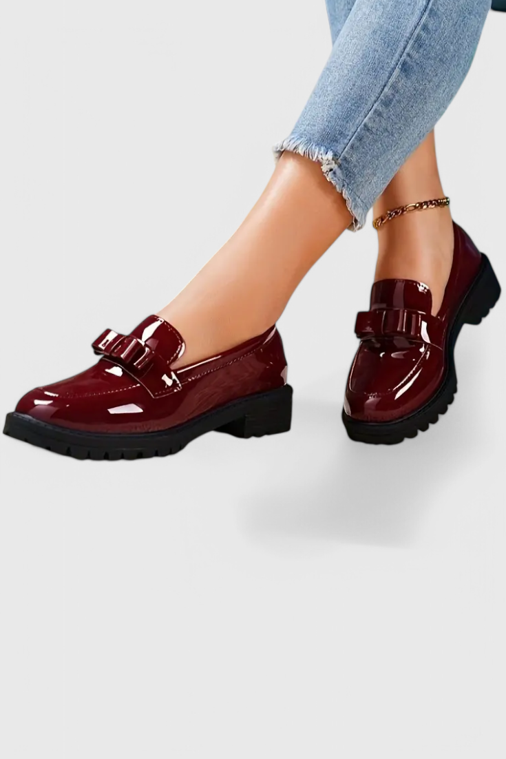 Zinnia Bow Detail Block Heel Loafers