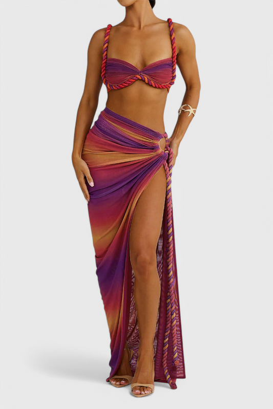 Estela Ruched Backless Skirt Set