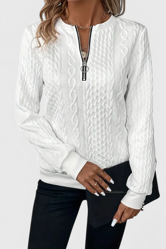 Zoey Soft Zip-Up Knit Jumper