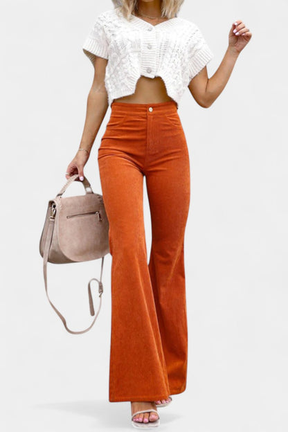 Kiara High-Waisted Wide-Leg Velvet Pants