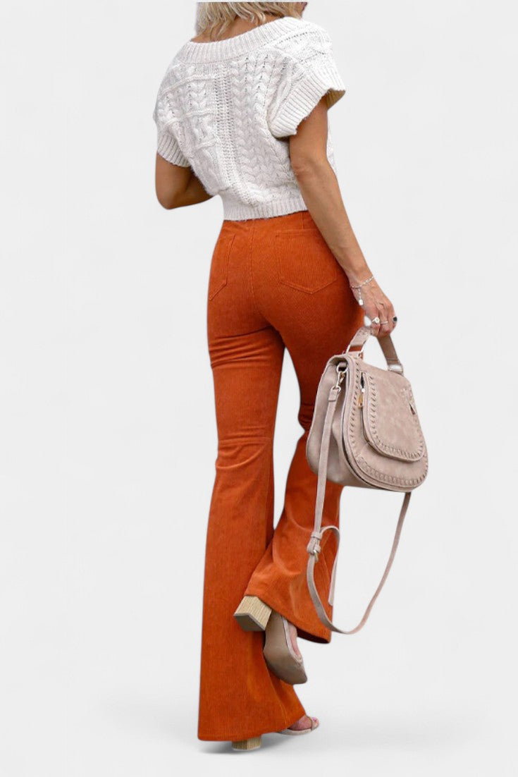 Kiara High-Waisted Wide-Leg Velvet Pants