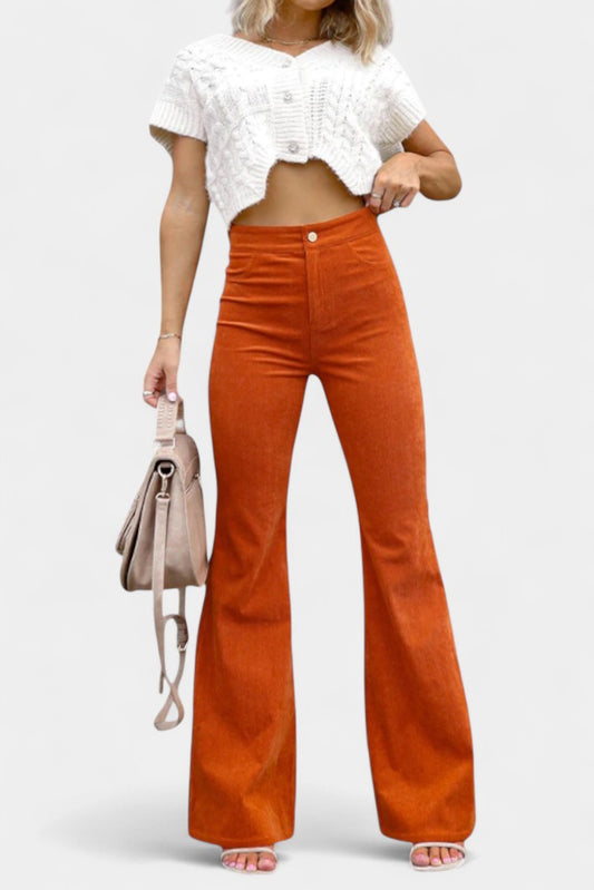 Kiara High-Waisted Wide-Leg Velvet Pants