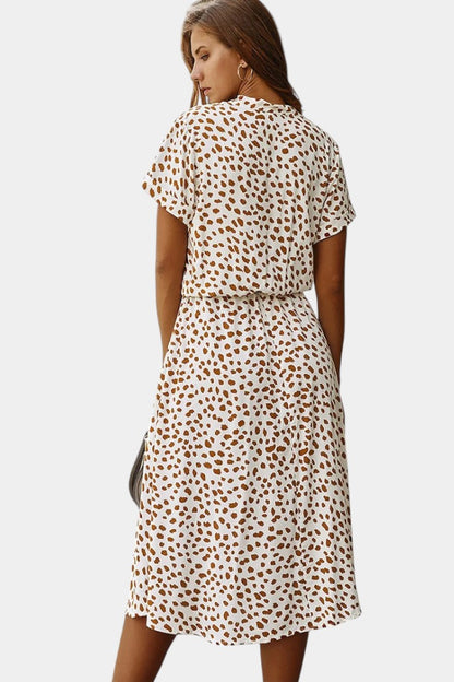 Rovena Polka Dot Shirt Midi Dress