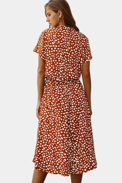 Rovena Polka Dot Shirt Midi Dress