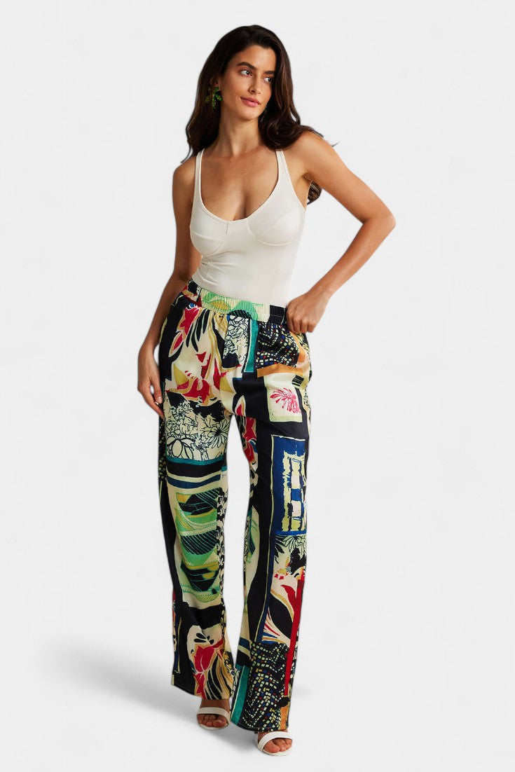 Maple Floral High-Waisted Straight Leg Pants