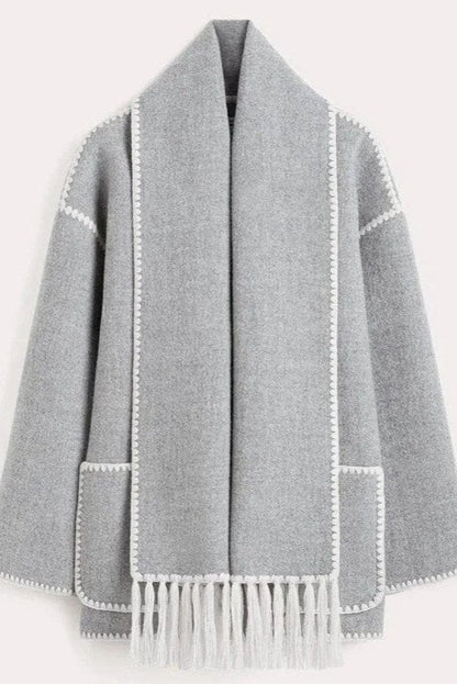 Fawn Poppy Fringed Scarf Coat