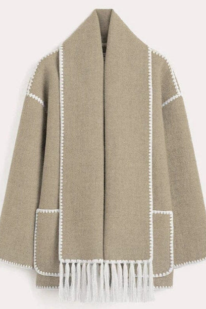 Fawn Poppy Fringed Scarf Coat