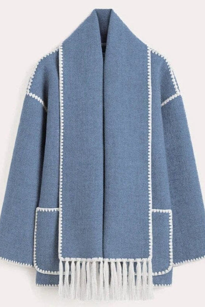 Fawn Poppy Fringed Scarf Coat