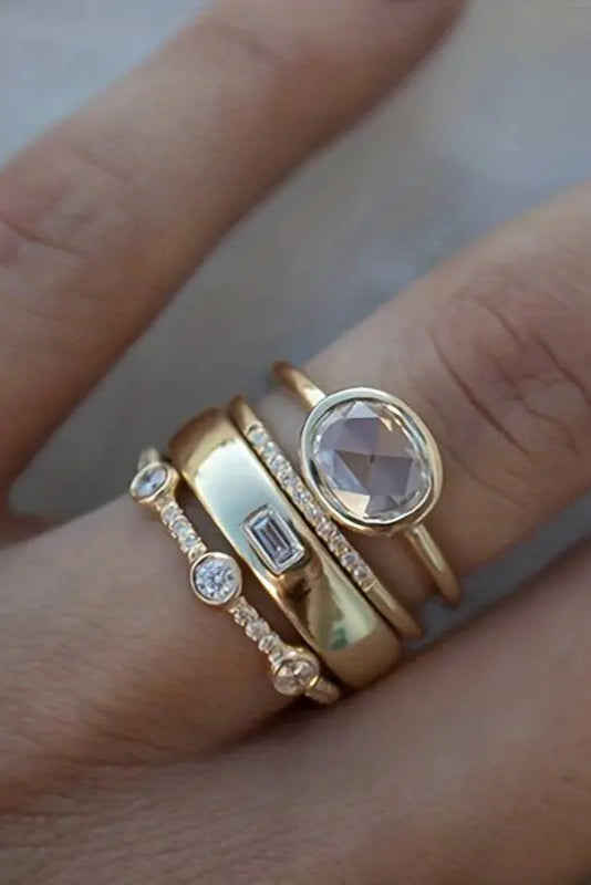 Vintage Gold & Zirconia Ring Set