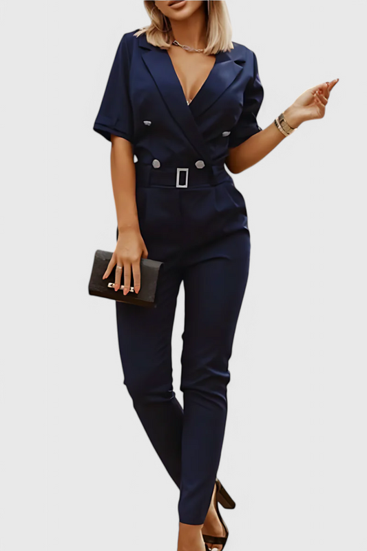 Vivienne V-Neck Jumpsuit with Effortless Elegance