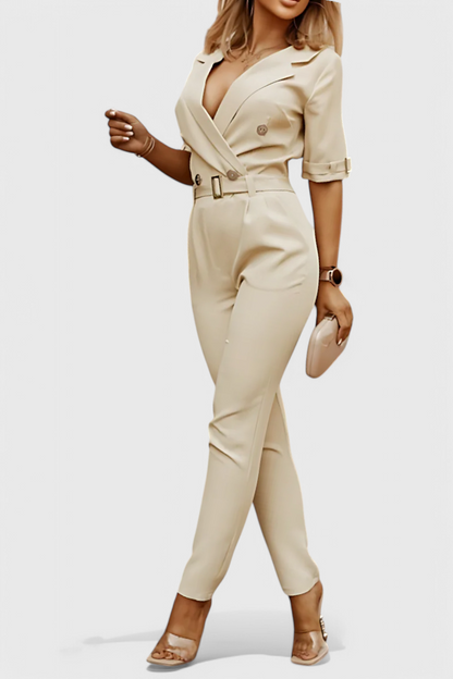 Vivienne V-Neck Jumpsuit with Effortless Elegance