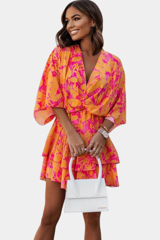 Eliza Twist-Front Floral Wrap Mini Dress