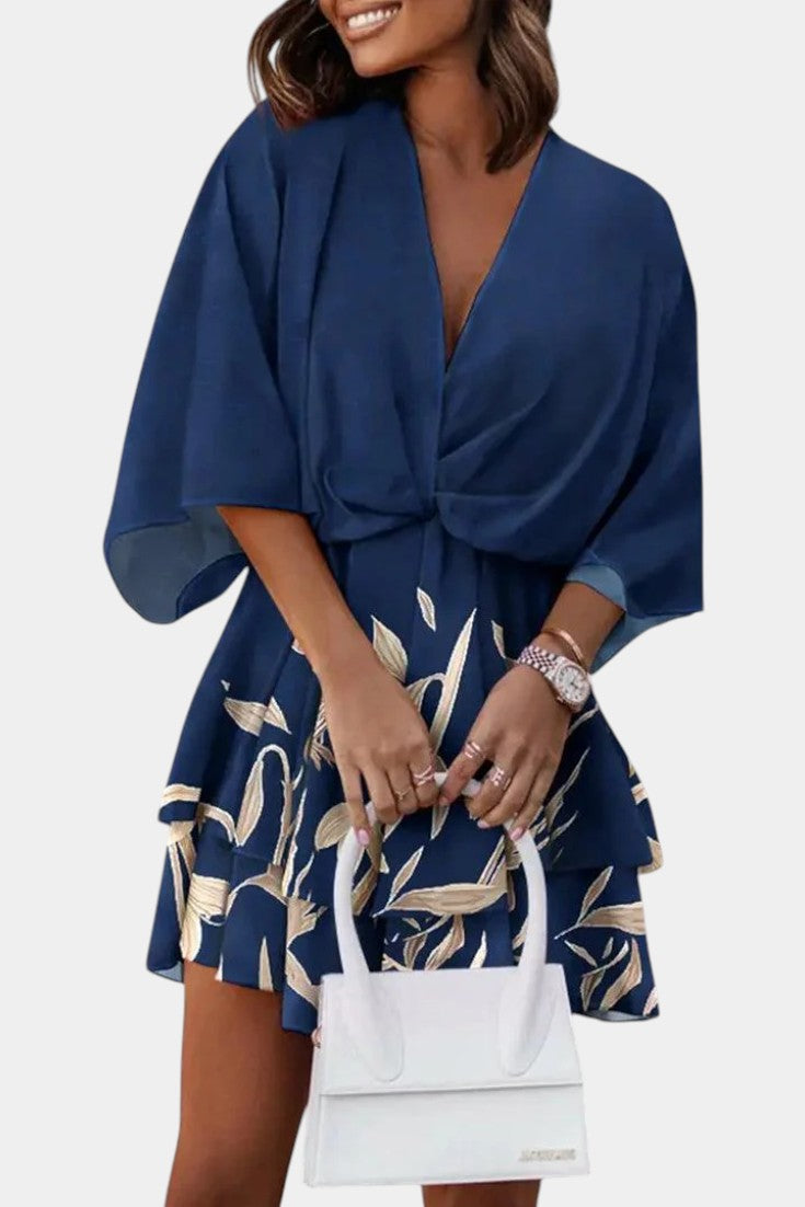 Eliza Twist-Front Floral Wrap Mini Dress