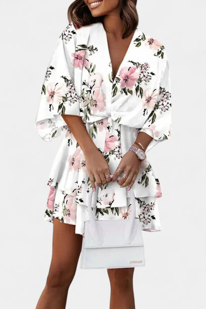 Eliza Twist-Front Floral Wrap Mini Dress