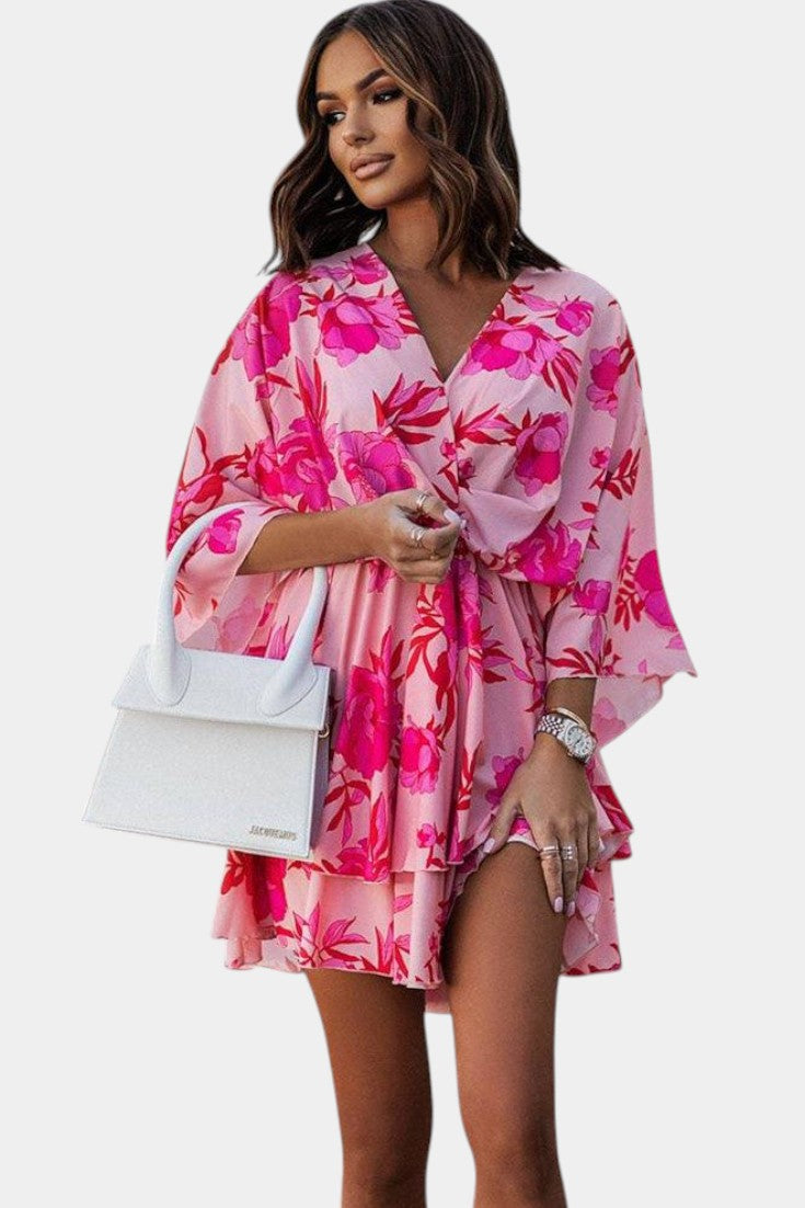 Eliza Twist-Front Floral Wrap Mini Dress