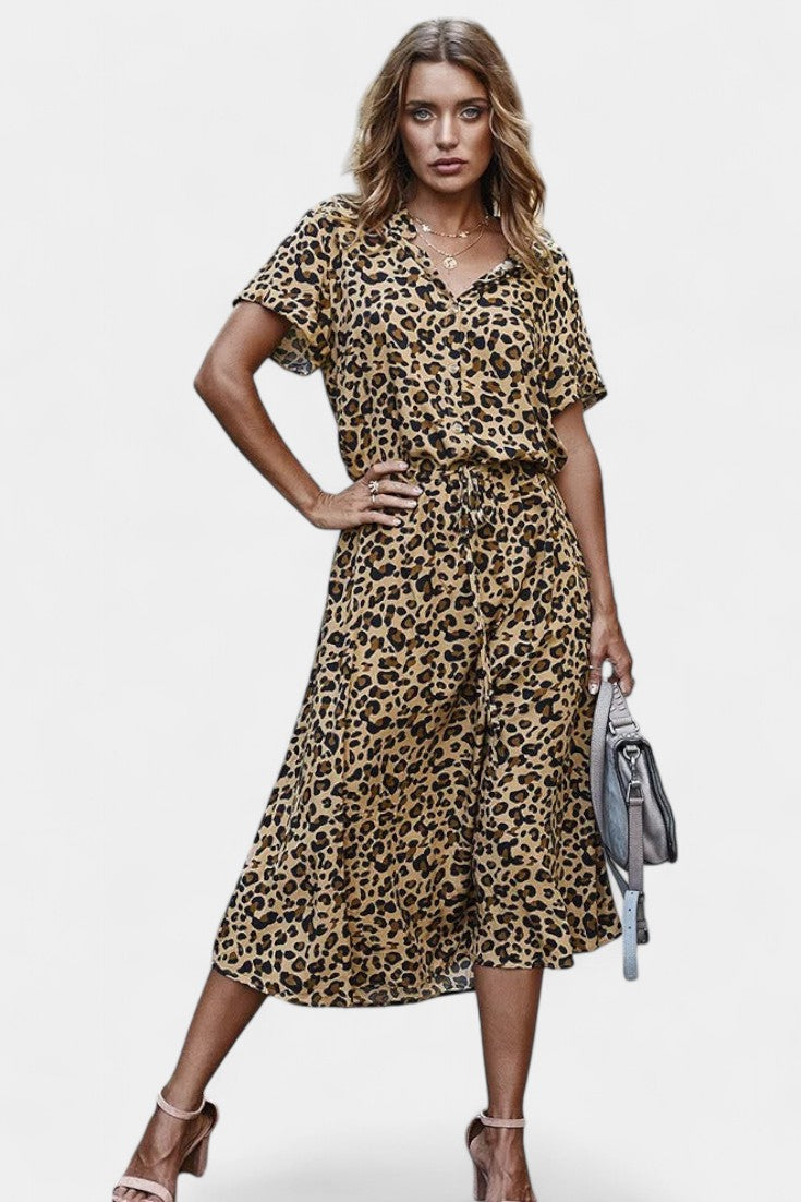Rovena Polka Dot Shirt Midi Dress