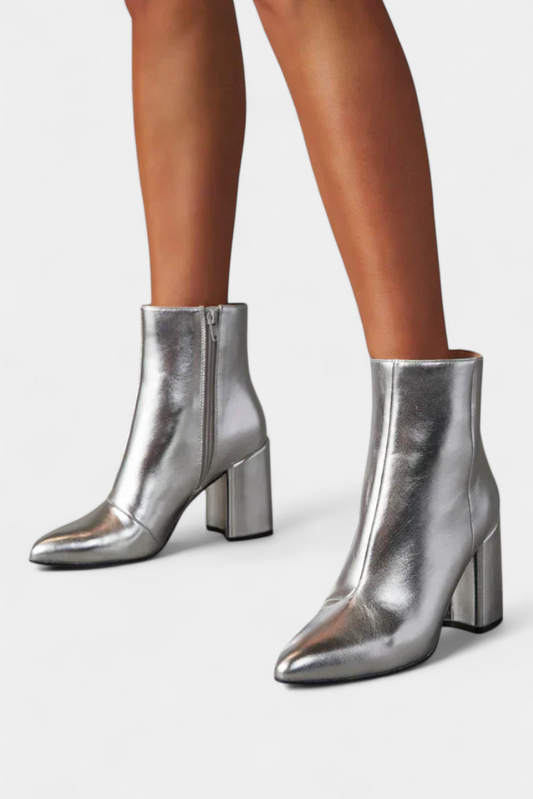 Ralica Silver Metallic Ankle Boots